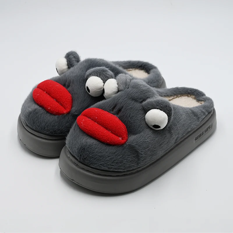 Slippers de coton à grenouille à grande bouche
