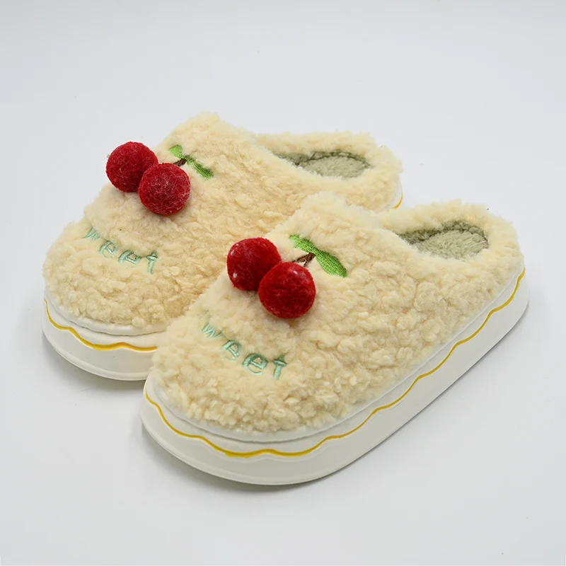 Slippers en coton cerise