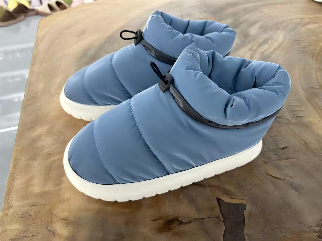 Pantoufles en coton imperméables et antidérapantes remplies de duvet